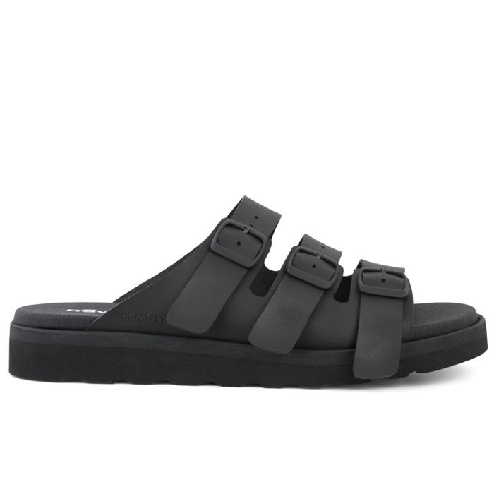 New Feet Slippers med tre remmar, svart